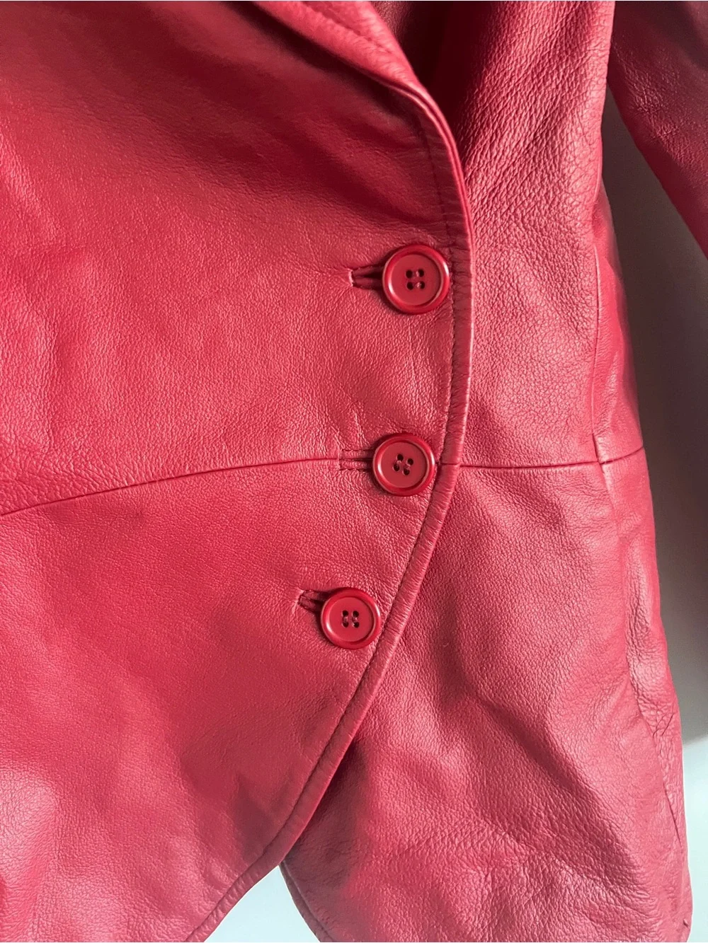 Vintage Newport News Red Leather Blazer and Skirt Set